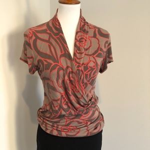 👚Ann Taylor Ruched Wrap Top, Multi-Color